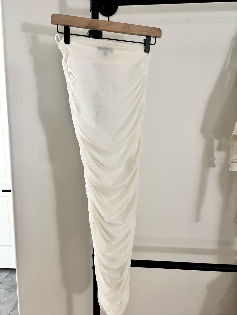 JLUXLABEL Sheer Ruched White Skirt - CAN BE WORN AS BIKINI COVER - Picture 6 of 7